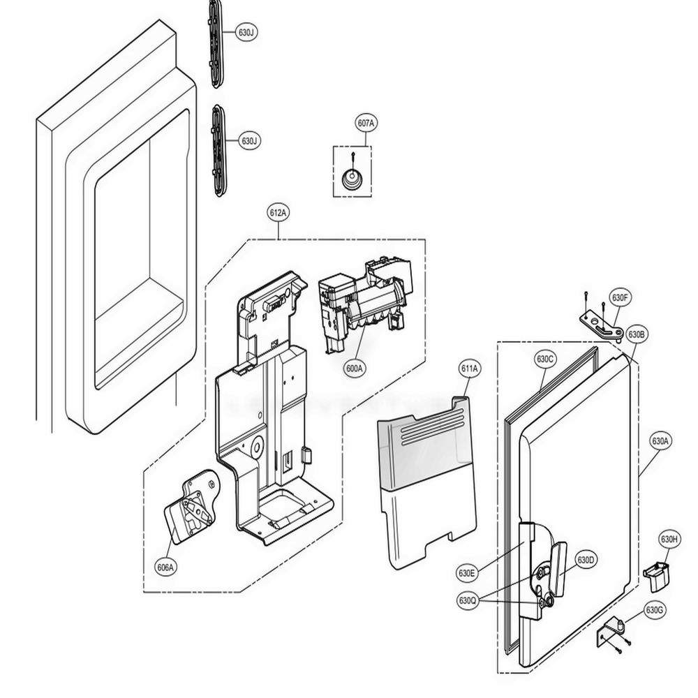 Ice Bin Parts Diagram and Parts List for LMX28994ST ASTCNA0 LG Refrigerator