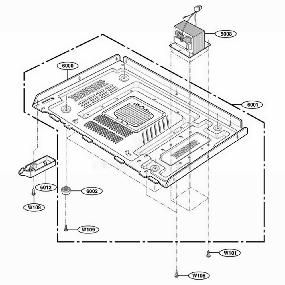 Base Plate Part Diagram and Parts List for 63992 AW1ESEA LG Wall Oven