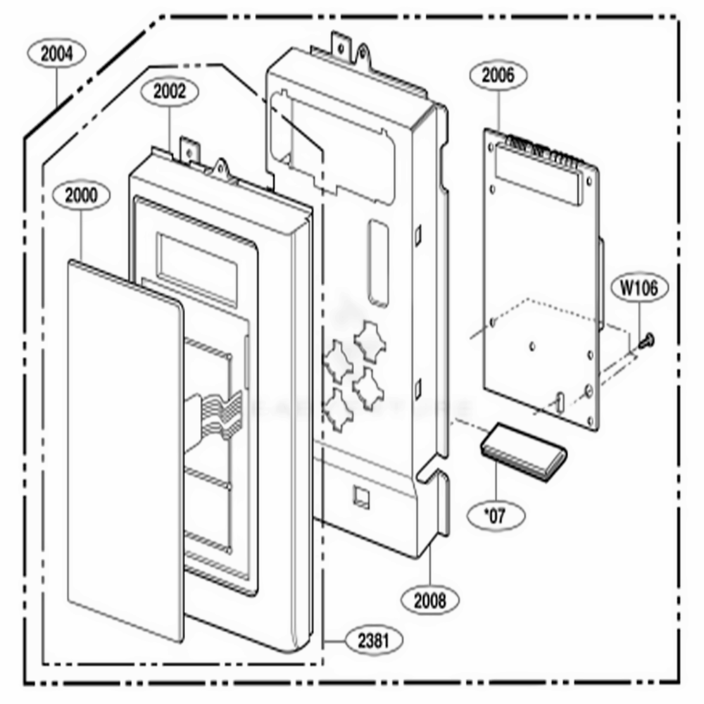 Controller Parts Diagram and Parts List for 62644 ABSESEA LG Range