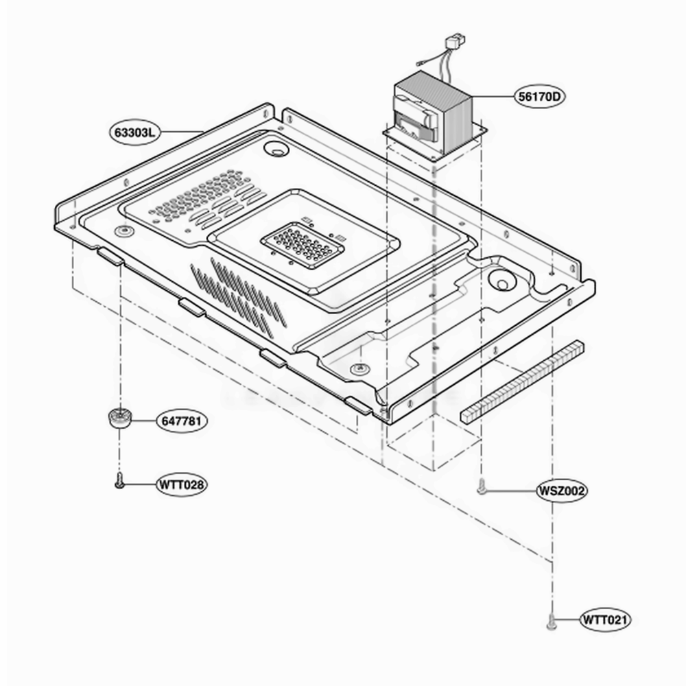 Base Plate Parts Diagram and Parts List for MA1101WRV MWEGSE LG Wall Oven