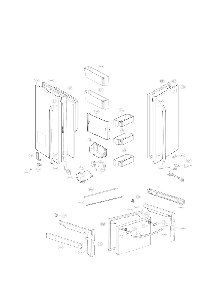 Door Parts Diagram and Parts List for LFX28968ST 04 LG Refrigerator