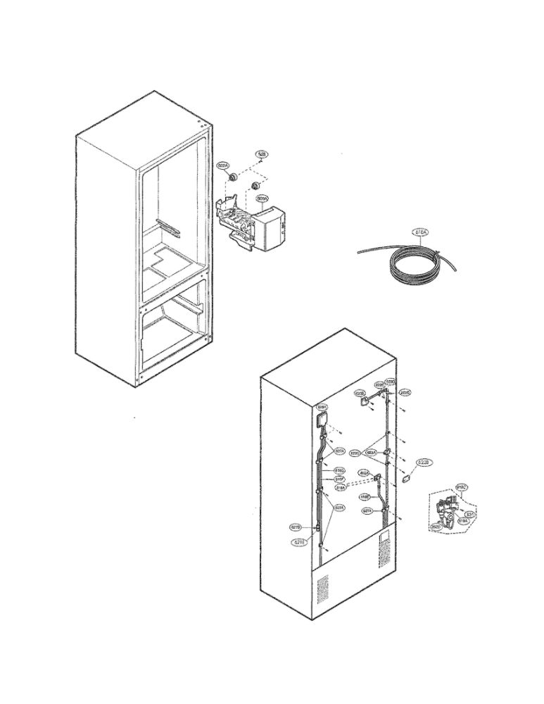 Ice Maker Parts Diagram and Parts List for LRFD22850ST 00 LG Refrigerator