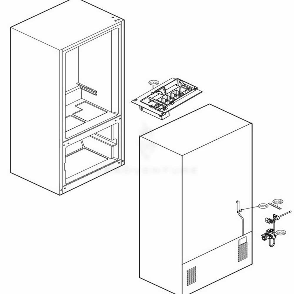 Icemaker Parts Diagram and Parts List for 78029 AWBCSE2 LG Refrigerator