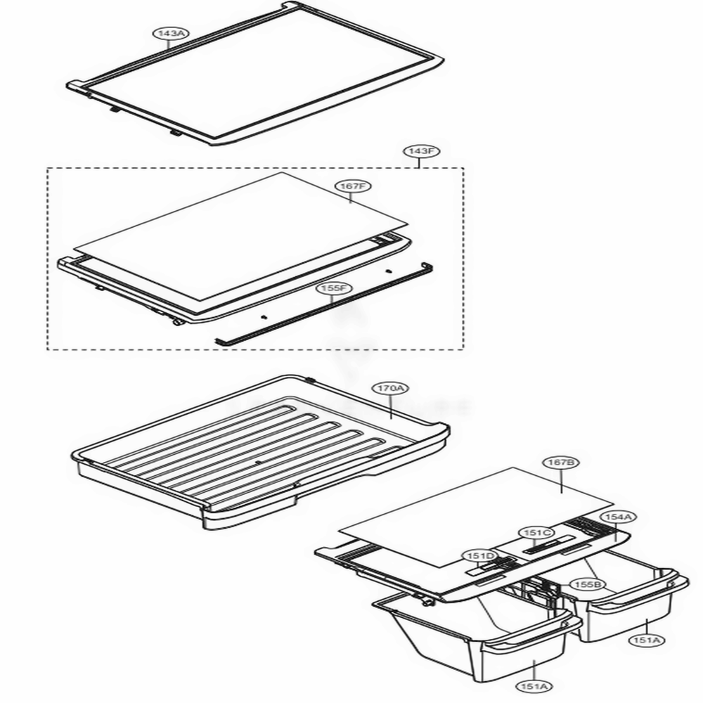 Refrigerator Parts Diagram and Parts List for 68032 ASWCSE4 LG Refrigerator