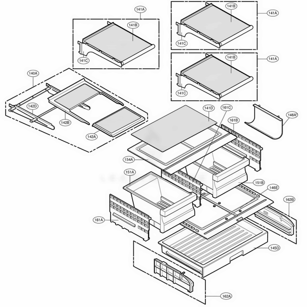 Refrigerator Parts Diagram and Parts List for 79742 ASWCSEF LG Refrigerator