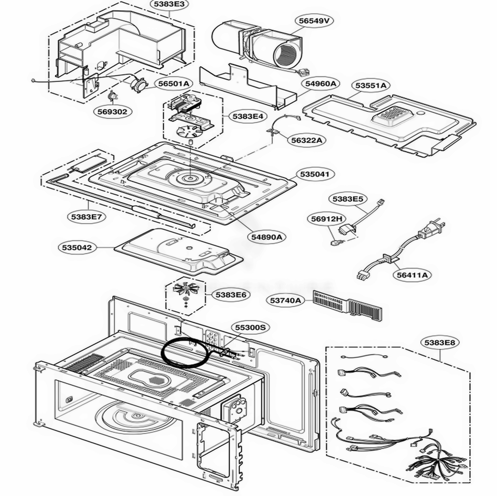 Interior Parts 2 Diagram and Parts List for JVM1490WD AWHEGEU LG Range