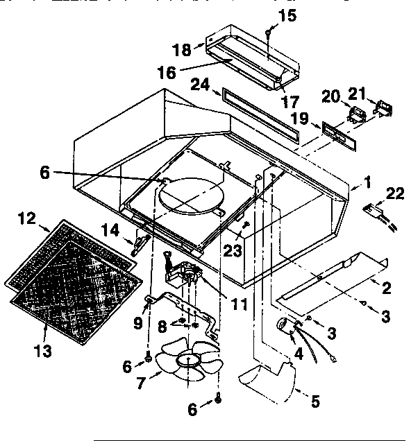 Range Hood Diagram and Parts List for 2335108911  Kenmore Range Hood