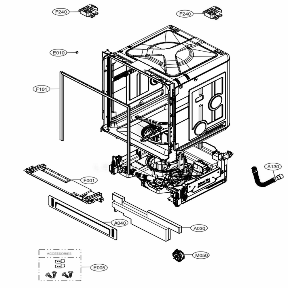 Main Diagram and Parts List for LDT7797BD ABDEEUS LG Dishwasher