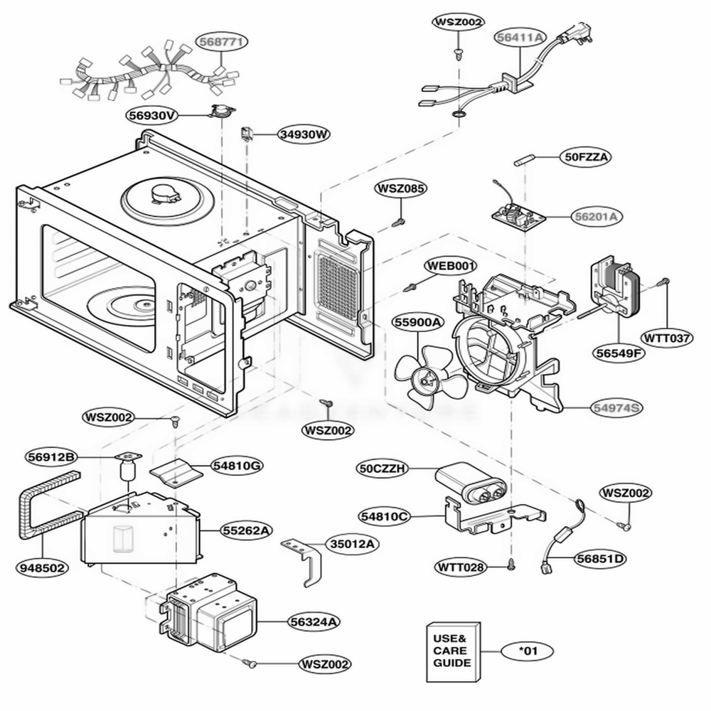 Interior Parts 2 Diagram and Parts List for GLMB186CB CBKEGEF LG Range