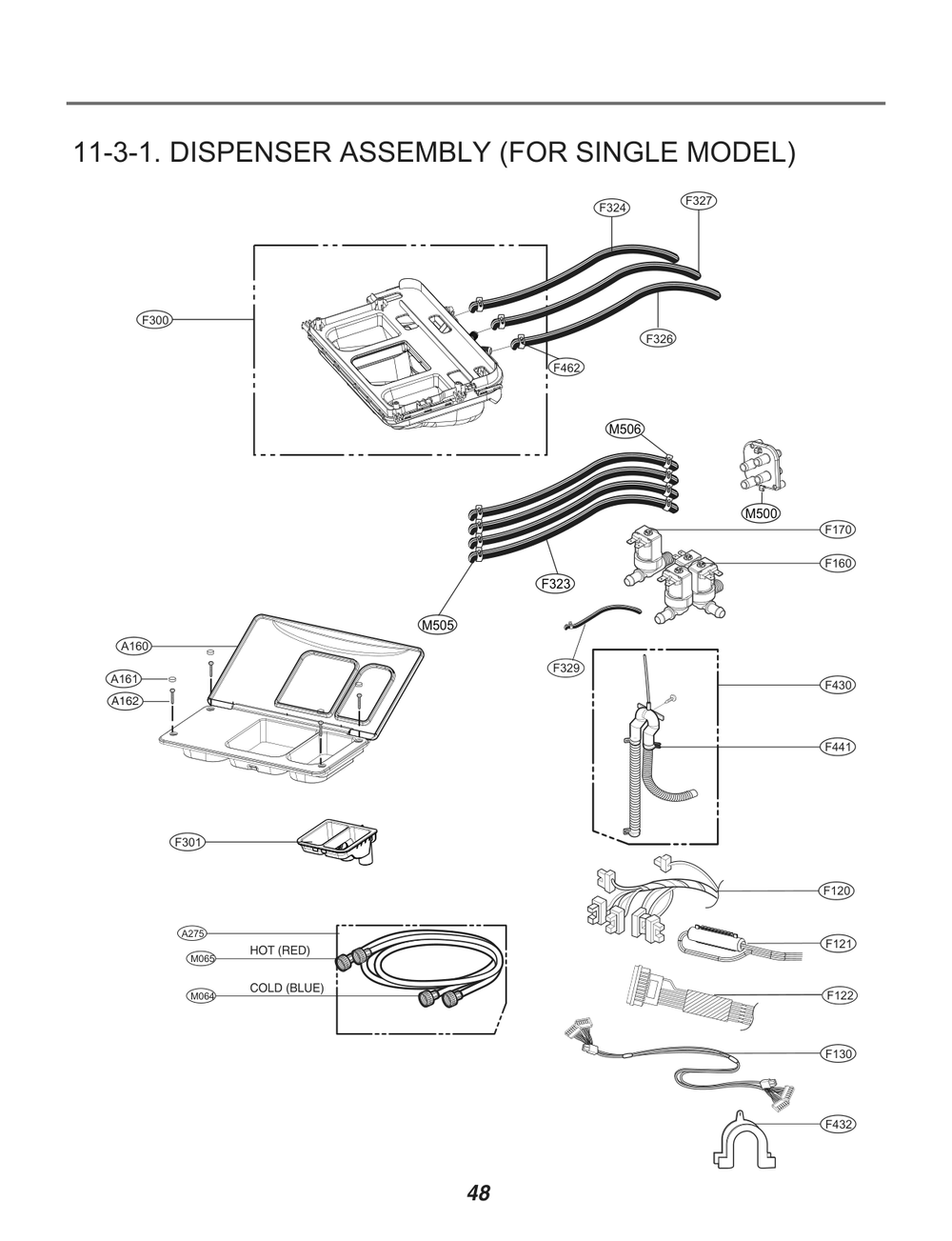 Dispenser Assembly Diagram and Parts List for FH069FD7F ASSEELC LG Washer
