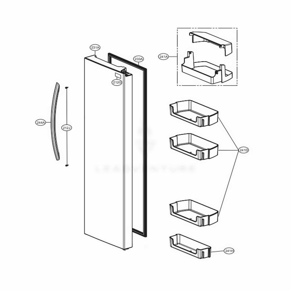 Freezer Compartment 2 Diagram and Parts List for LSXS26326B AWBCNA0 LG Refrigerator