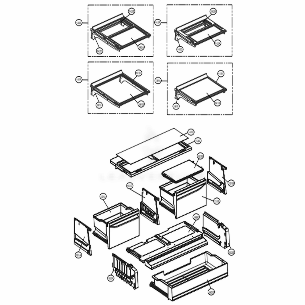 Refrigerator Parts Diagram and Parts List for 75043 ASTCSE0 LG Refrigerator