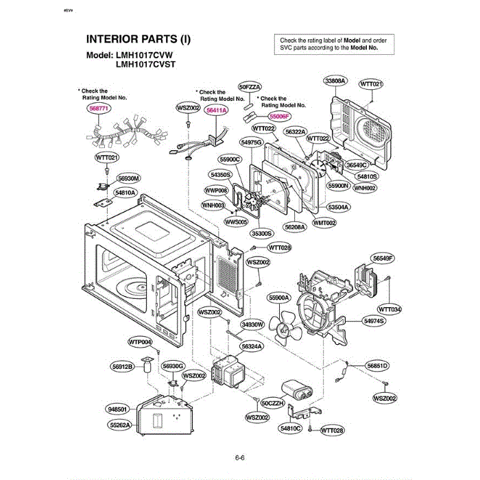 Section 4 Diagram and Parts List for LMH1017CVST AS1ELGA LG Microwave Oven Combo