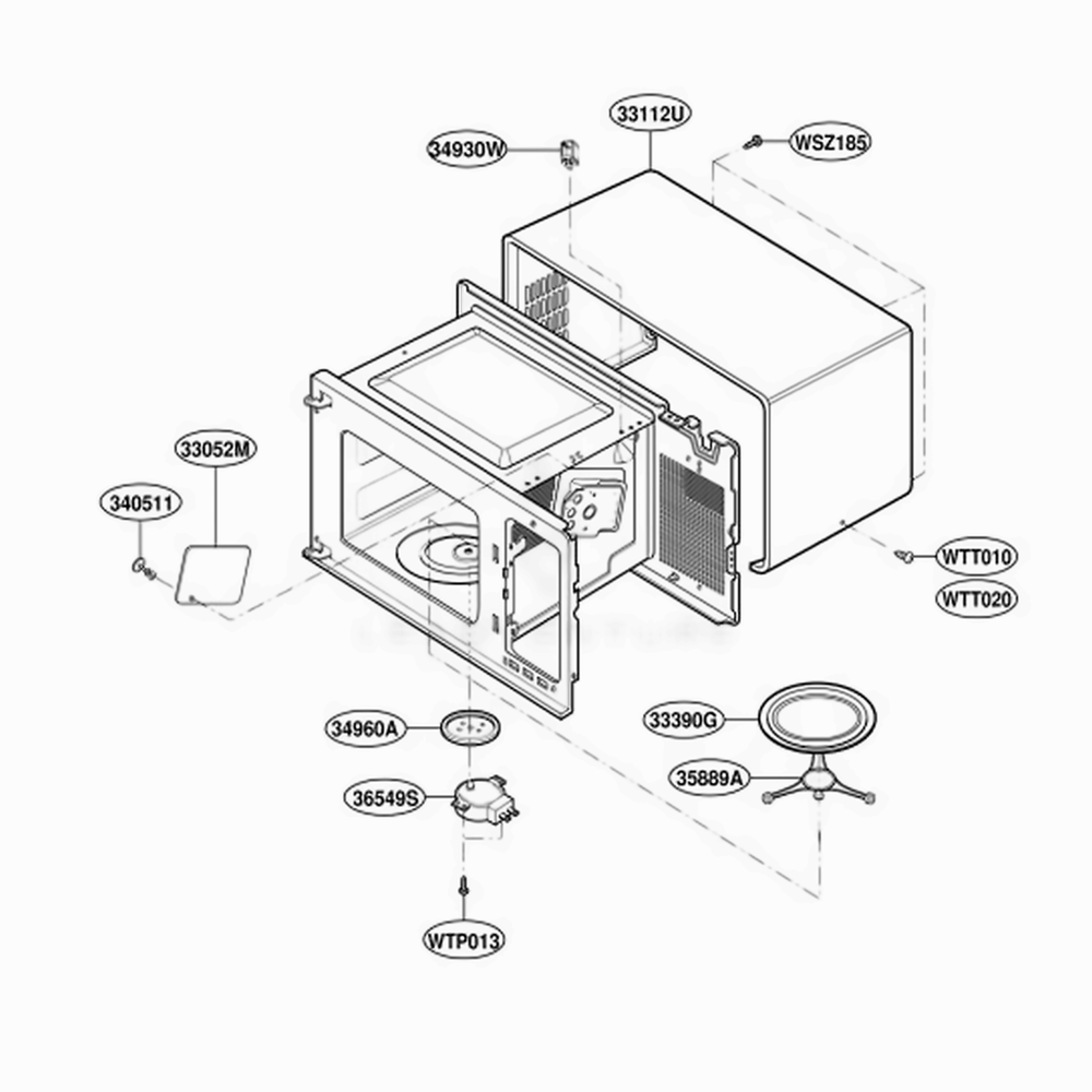 Oven Cavity Parts Diagram and Parts List for MT2110SJQ MWEWRP LG Range