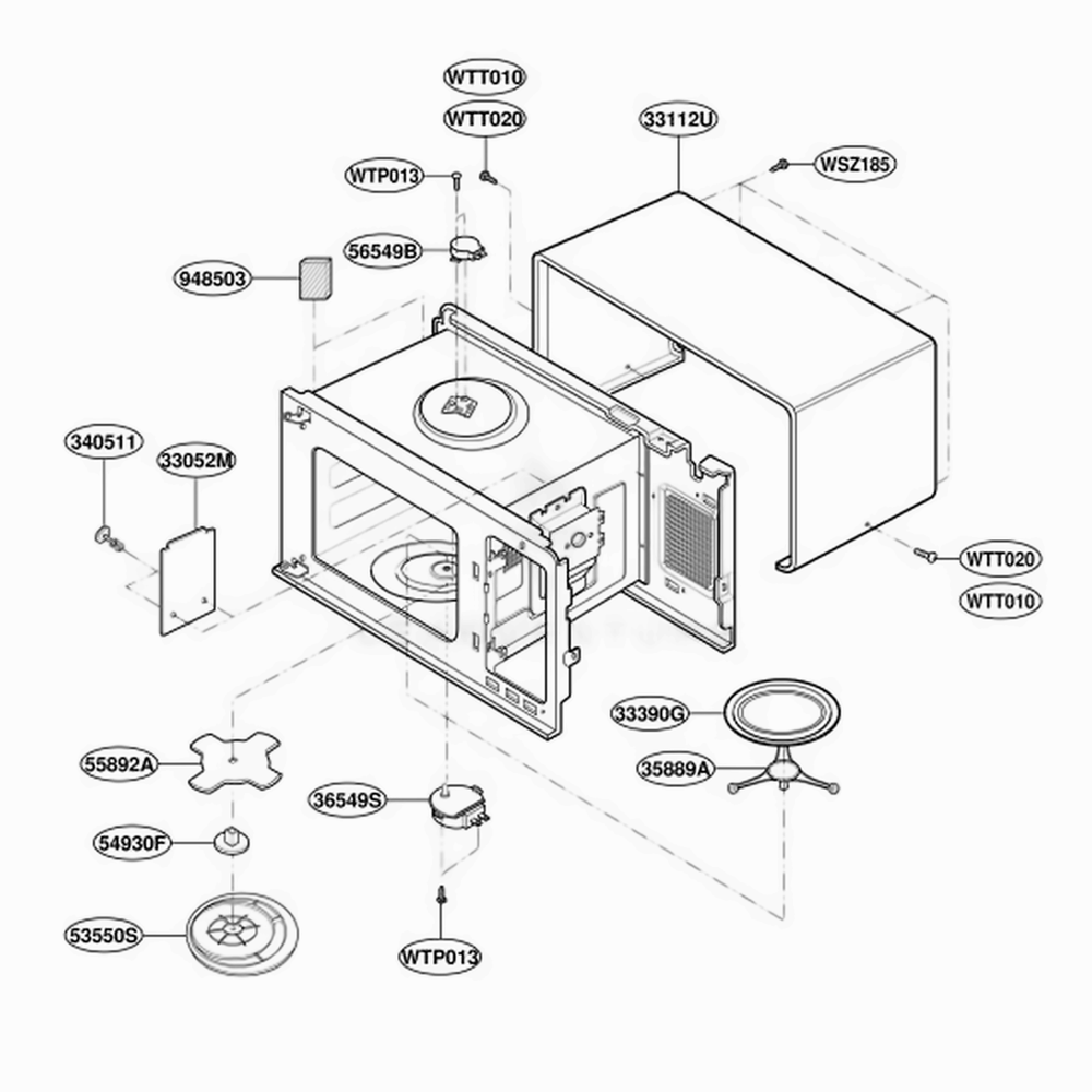 Oven Cavity Parts Diagram and Parts List for JES1855PCH AT7EGEU LG Wall Oven