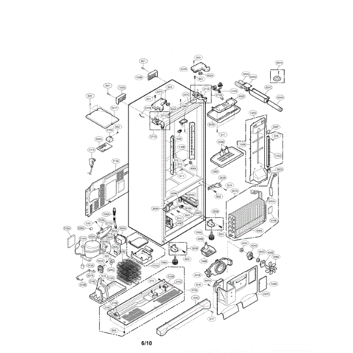 Case Diagram and Parts List for LFX25960TT 00 LG Refrigerator