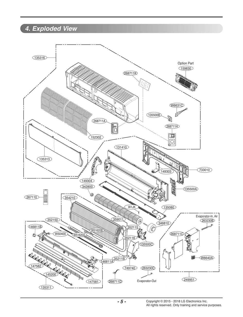 Diagram 1 Diagram and Parts List for AMNW07GDBB0 EWHBEUS LG Air Conditioner
