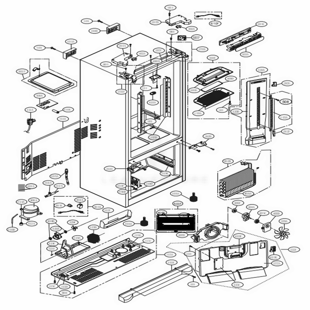 Case Parts Diagram and Parts List for LFCS25426D ASBCNA0 LG Refrigerator
