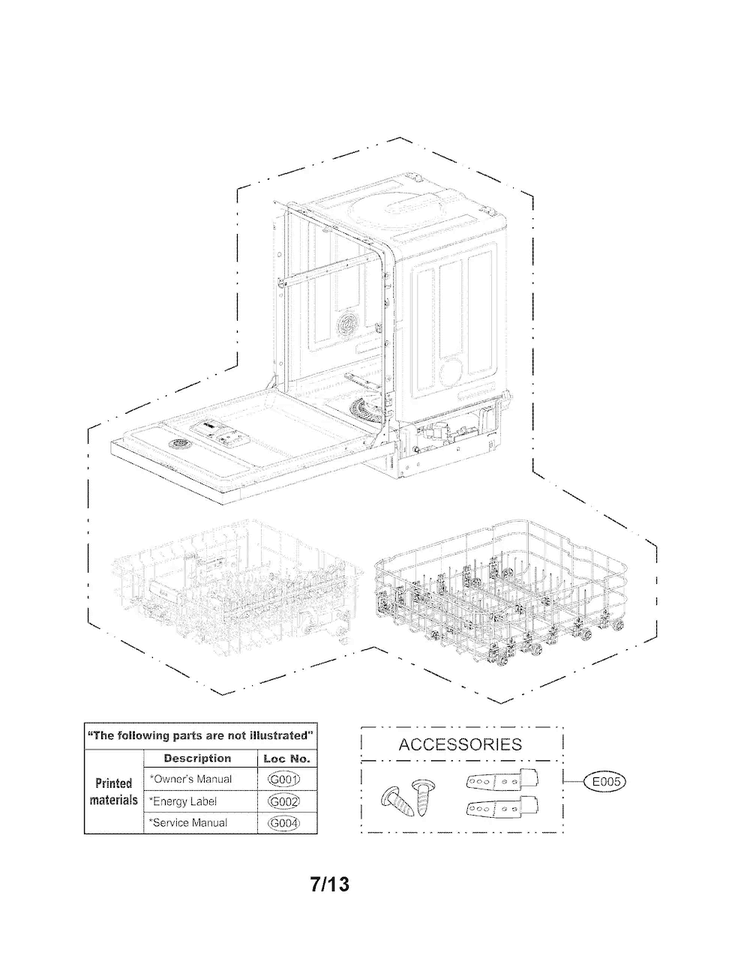 Exploded View Parts Diagram and Parts List for LDS5560ST  LG Dishwasher