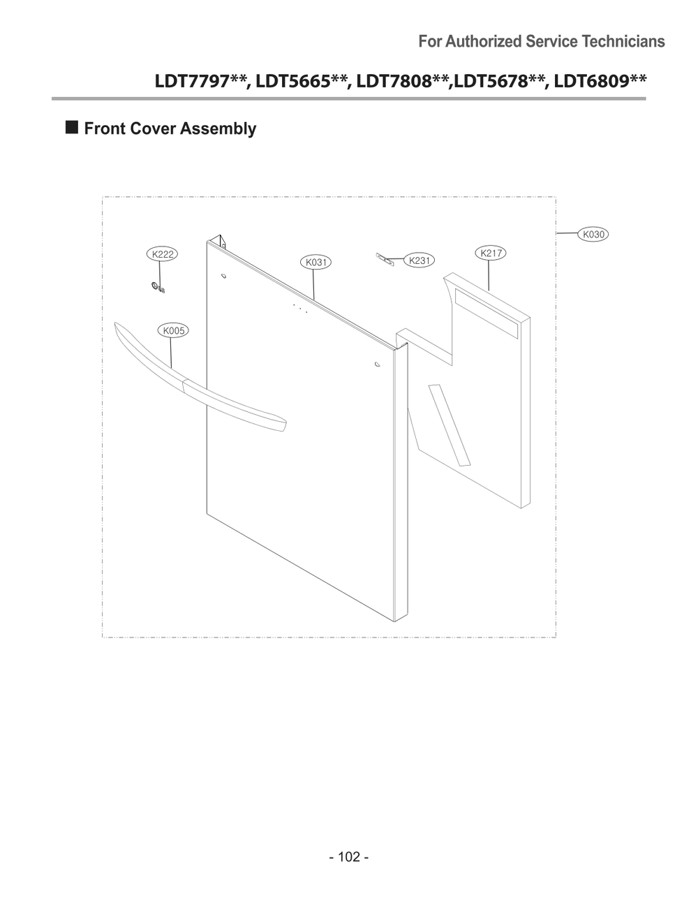 Front Cover Assembly Diagram and Parts List for DUA414TB ABPEEUS LG Dishwasher