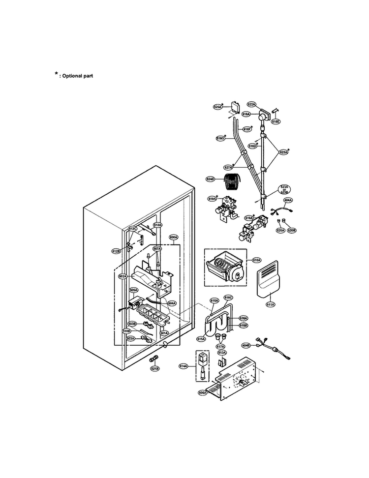 Ice And Water Diagram and Parts List for LRSP2031BS  LG Refrigerator