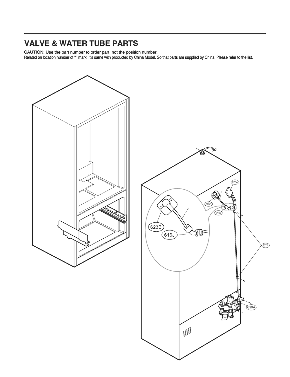 Valve And Water Tube Parts Diagram and Parts List for GR-J288NSXM ASTCNA4 LG Refrigerator