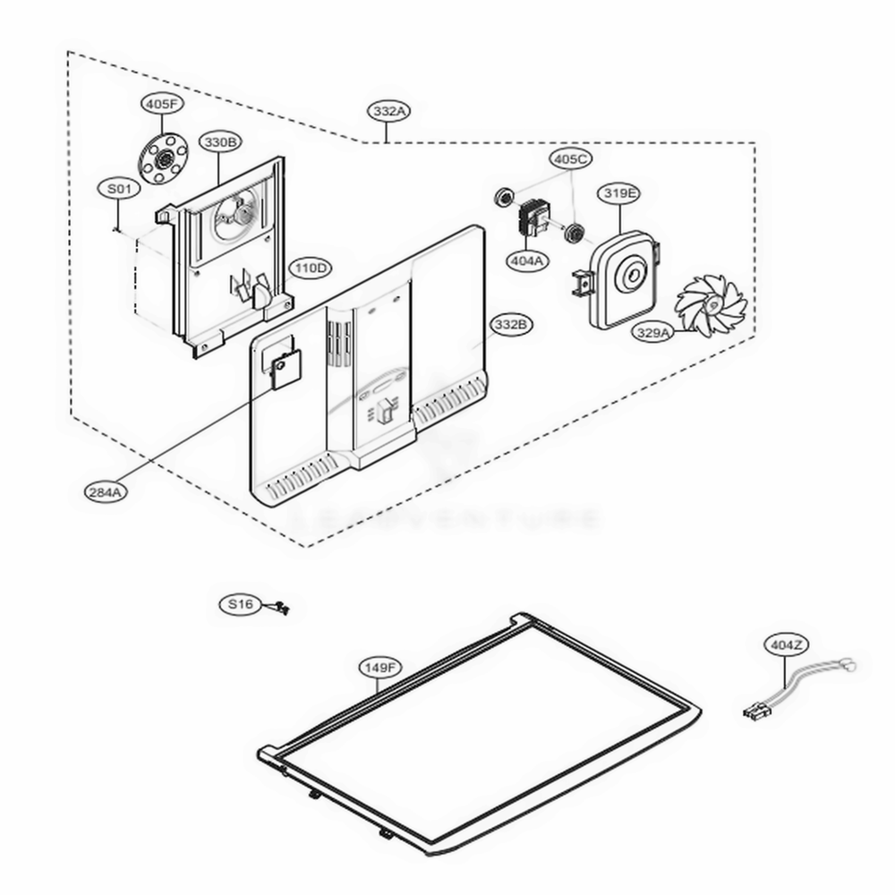 Freezer Parts Diagram and Parts List for LTCS24223S ASTCNA2 LG Refrigerator