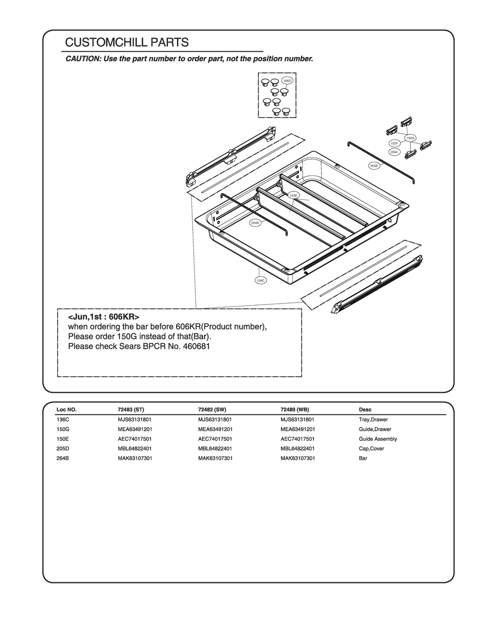 Customchill Parts Diagram and Parts List for GR-L31GHSXM ASTCSE1 LG Refrigerator