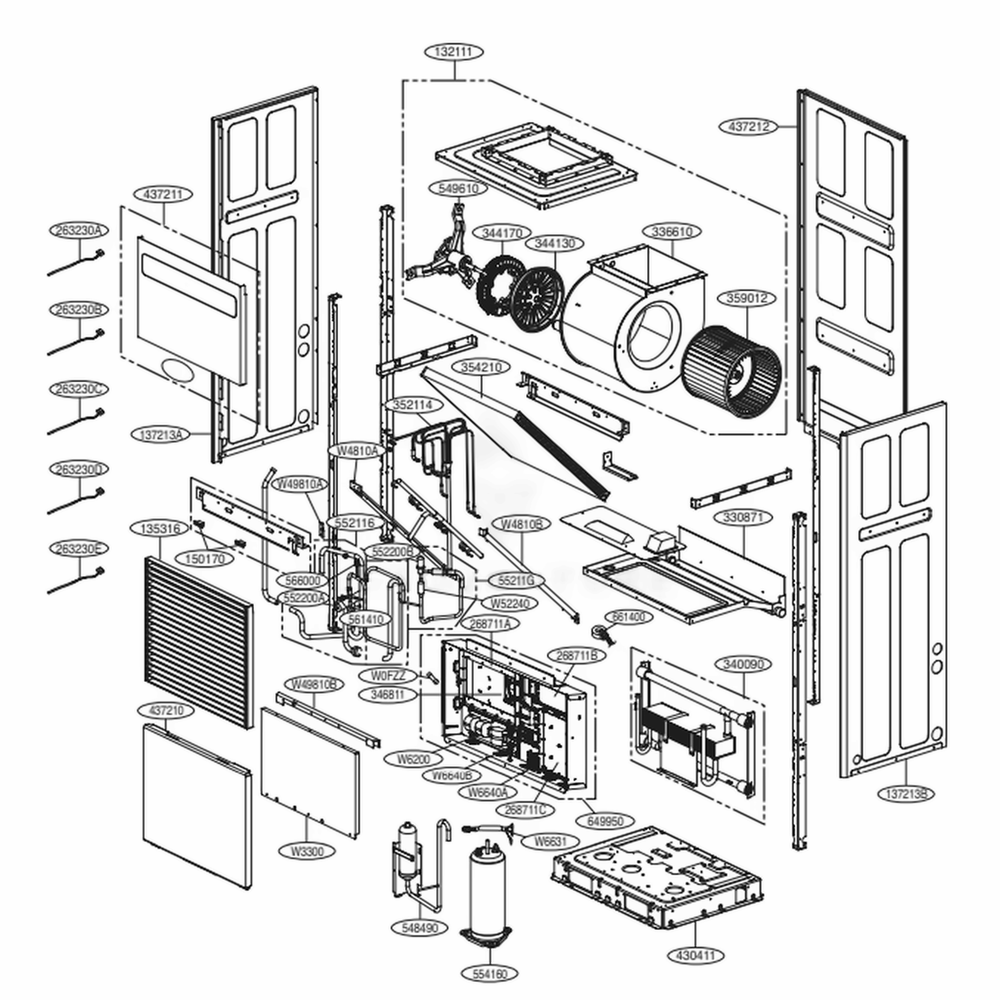 Main Diagram and Parts List for AKWW0483UA0 AWHBEUS LG Air Conditioner