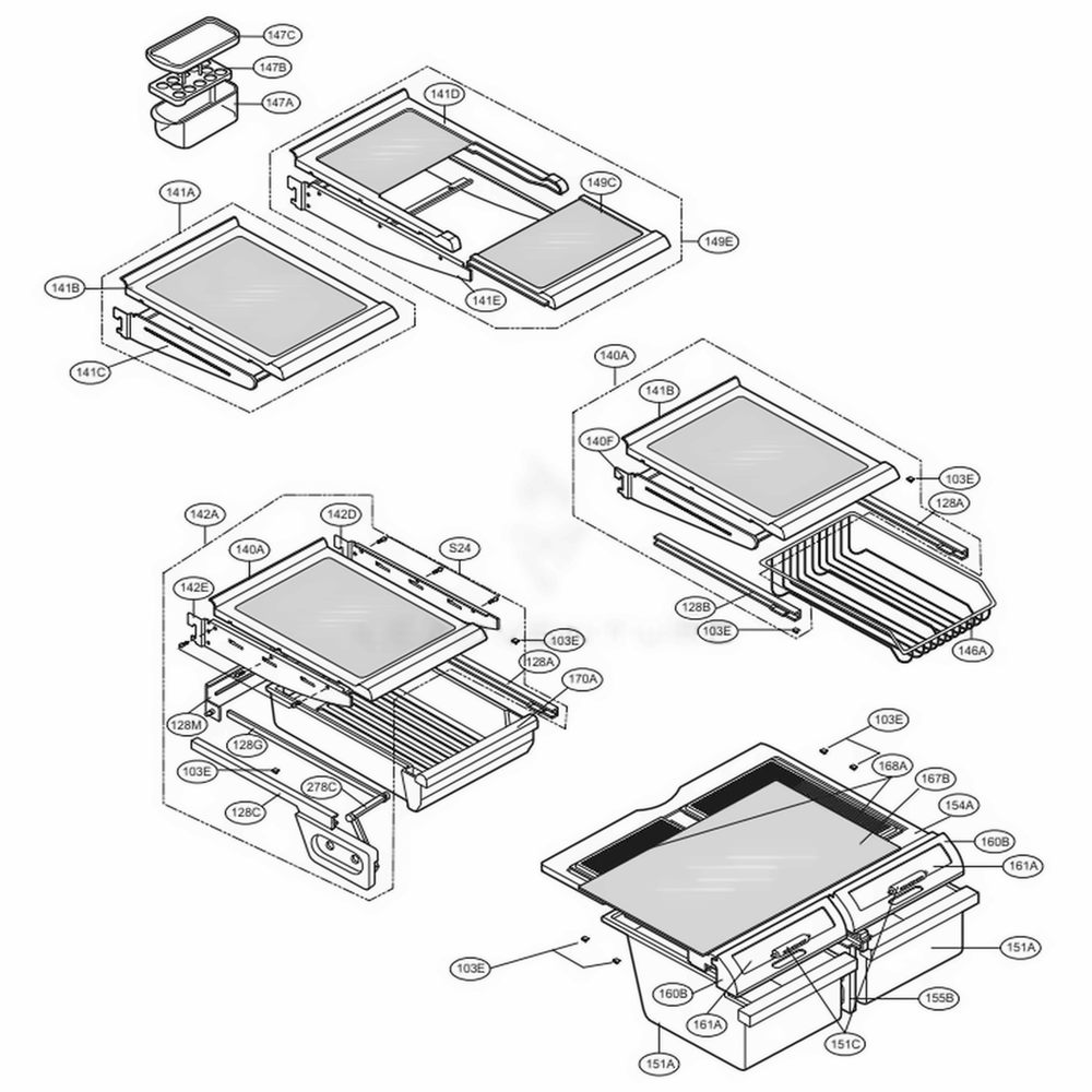 Refrigerator Parts Diagram and Parts List for LRFC22750WW ASWCLGY LG Refrigerator