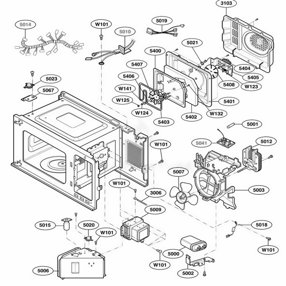 Interior Parts 2 Diagram and Parts List for 64289 AB1ESEA LG Wall Oven