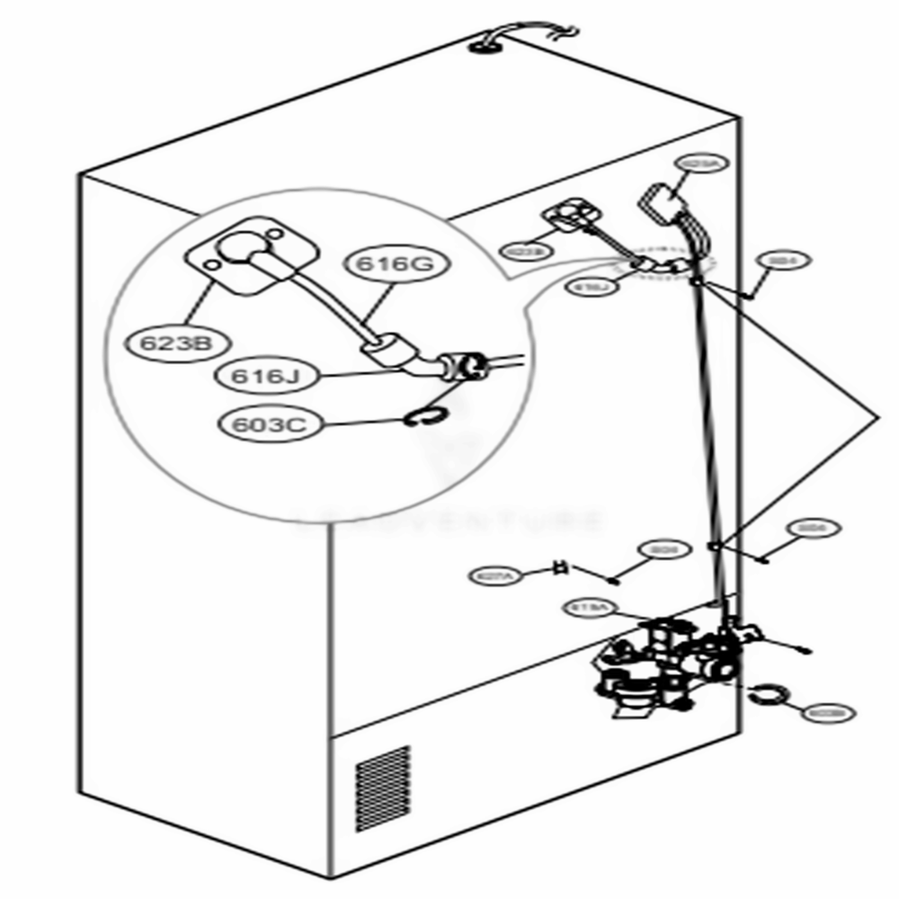 Valve And Water Tube Parts Diagram and Parts List for 74033 ASTCSE1 LG Refrigerator