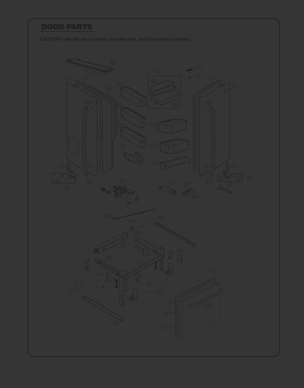 Door Parts Diagram and Parts List for GR-L318LKUM ASBCSE0 LG Refrigerator