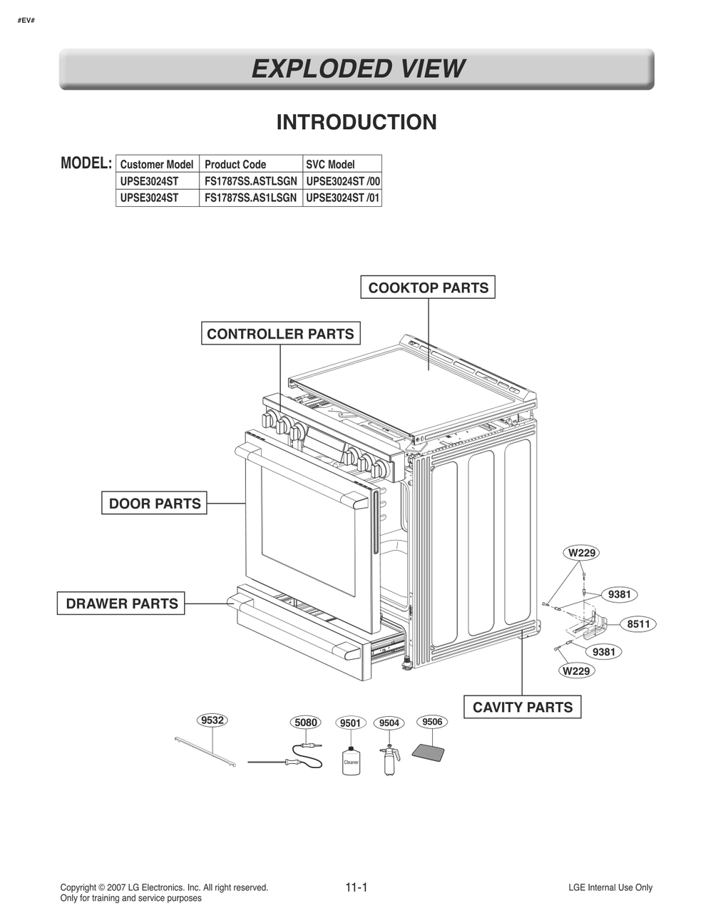 Introduction Diagram and Parts List for FS1787SS AS1LSGN LG Range