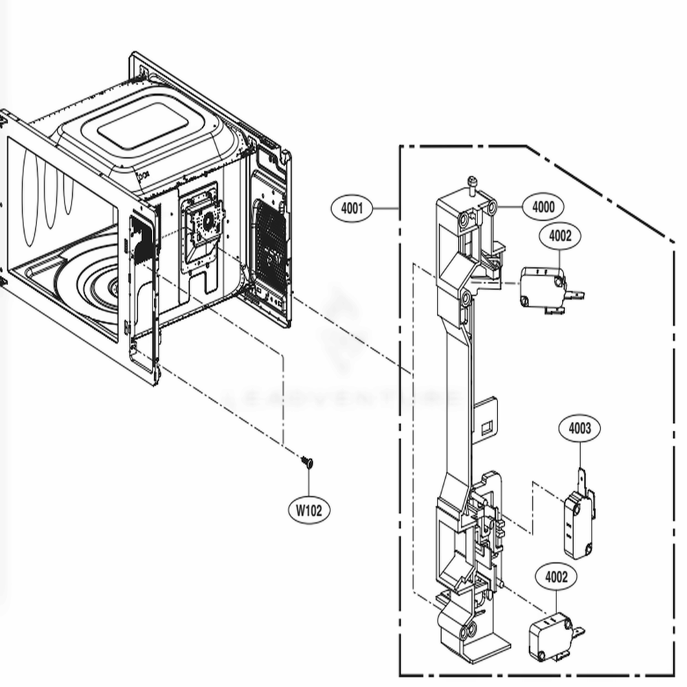 Latch Board Parts Diagram and Parts List for LMC2075ST CSSEBBY LG Microwave