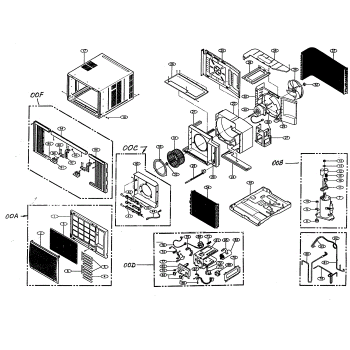 Cabinet Diagram and Parts List for HBLG18H  LG Air Conditioner