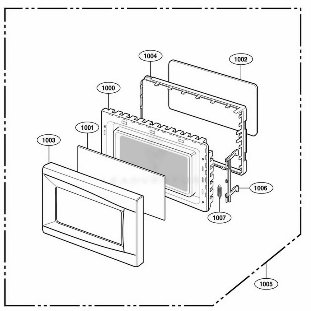 Door Parts Diagram and Parts List for 62344 CBSESEA LG Wall Oven