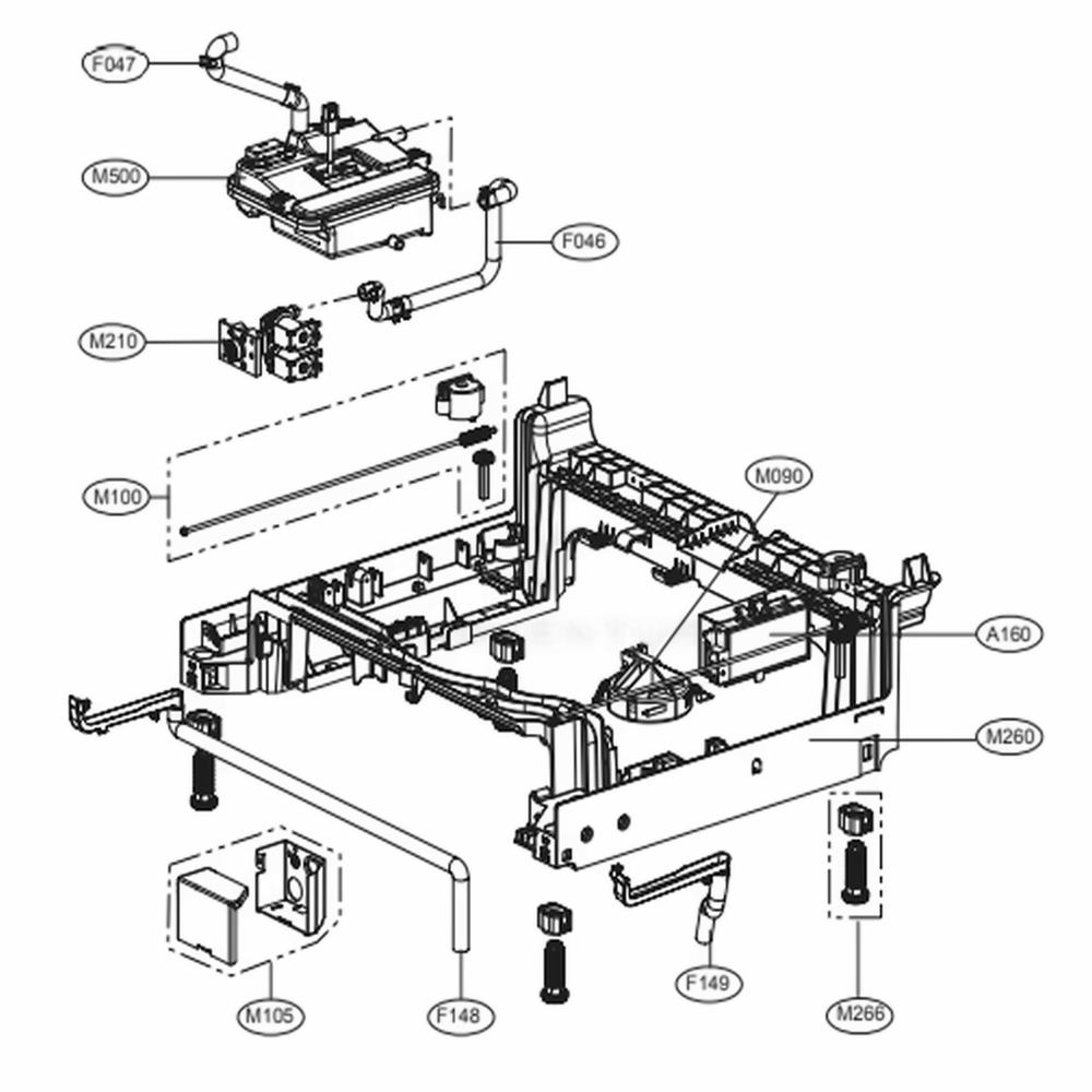 Base Assembly Diagram and Parts List for LSDF9962ST ASTEEUS LG Dishwasher