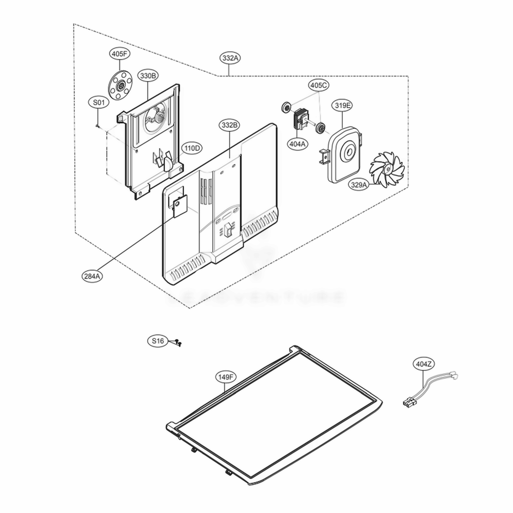 Freezer Parts Diagram and Parts List for 79432 ASWCSE3 LG Refrigerator