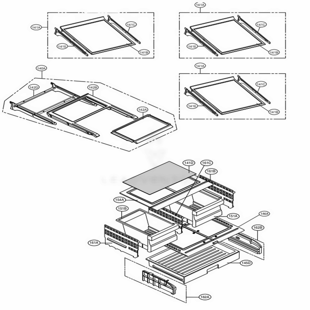 Refrigerator Parts Diagram and Parts List for LFX28968ST ASTCNA2 LG Refrigerator