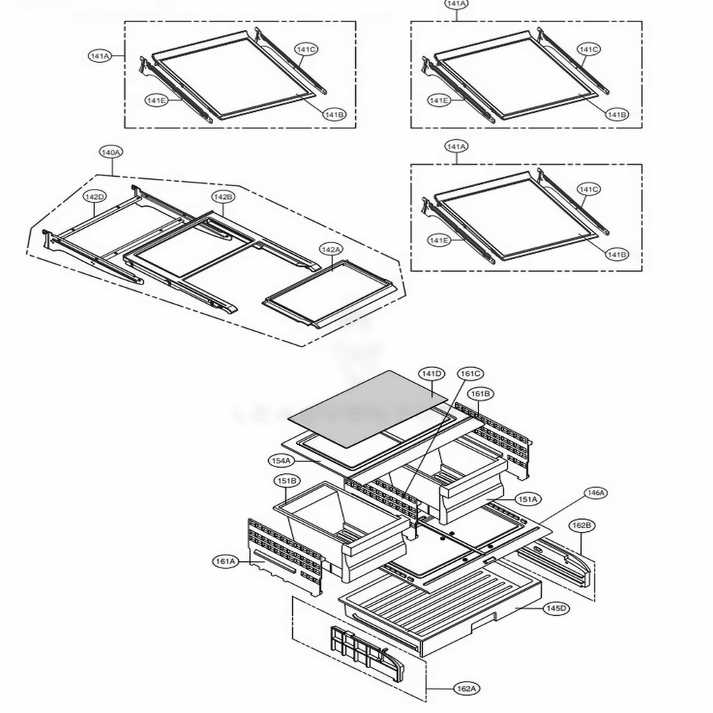 Refrigerator Parts Diagram and Parts List for LFX28968SB AWBCNA2 LG Refrigerator