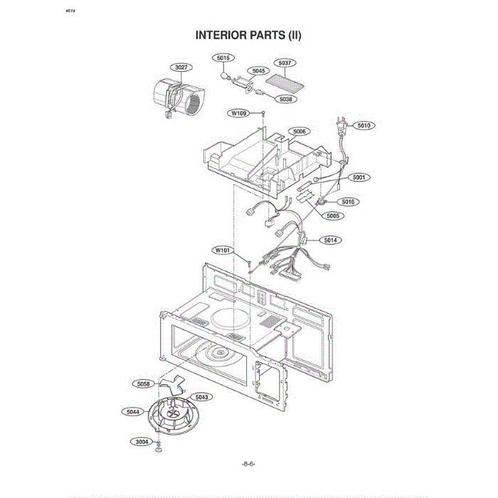 Section 6 Diagram and Parts List for LMV1625B ABKELGA LG Microwave Oven Combo