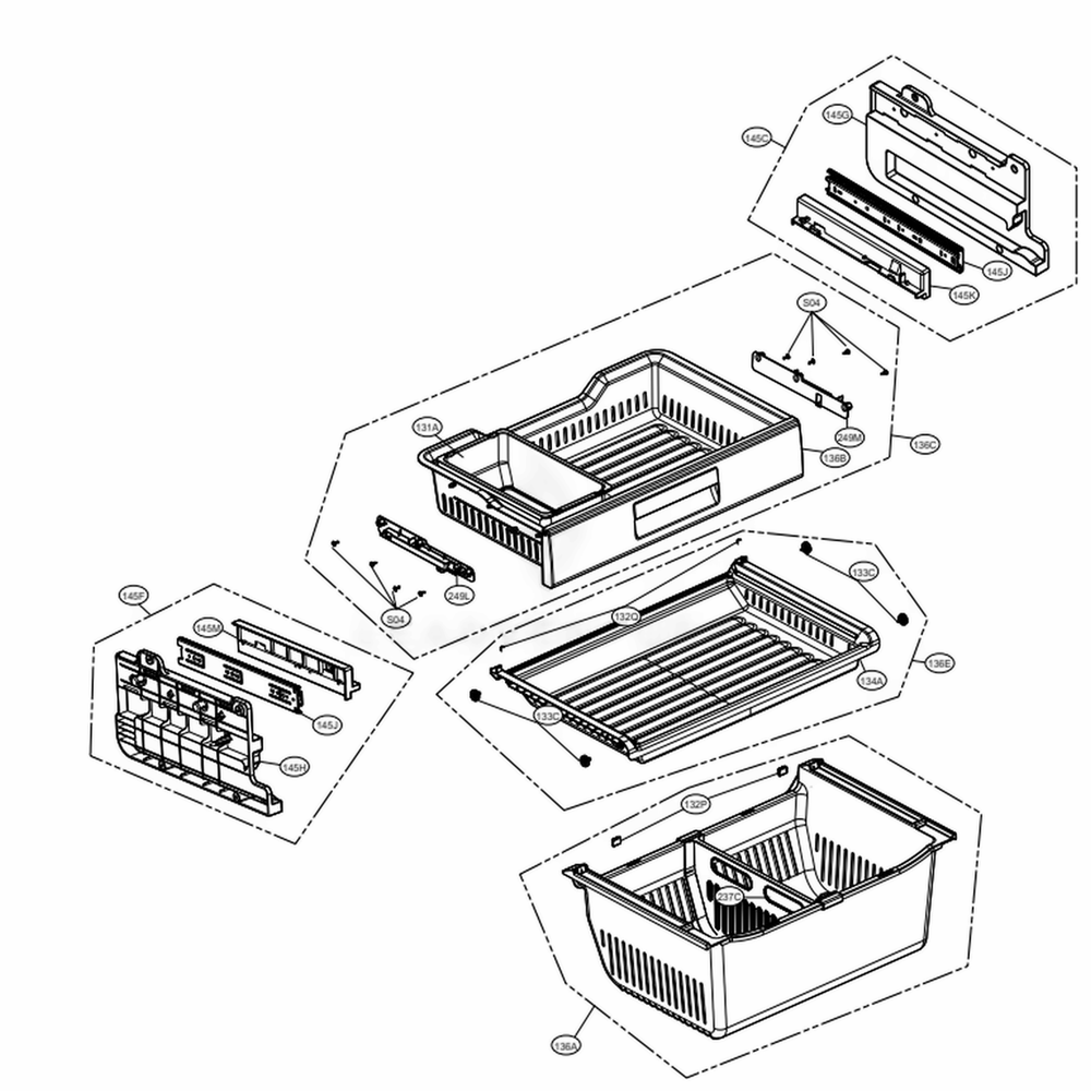 Freezer Parts Diagram and Parts List for LFXS30726S ASTCNA0 LG Refrigerator