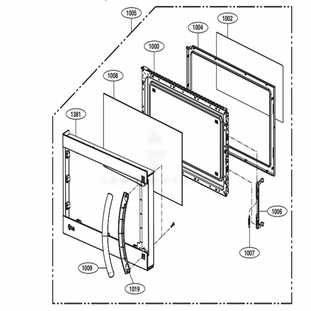 Door Parts Diagram and Parts List for LMV1763ST CSBELNA LG Range