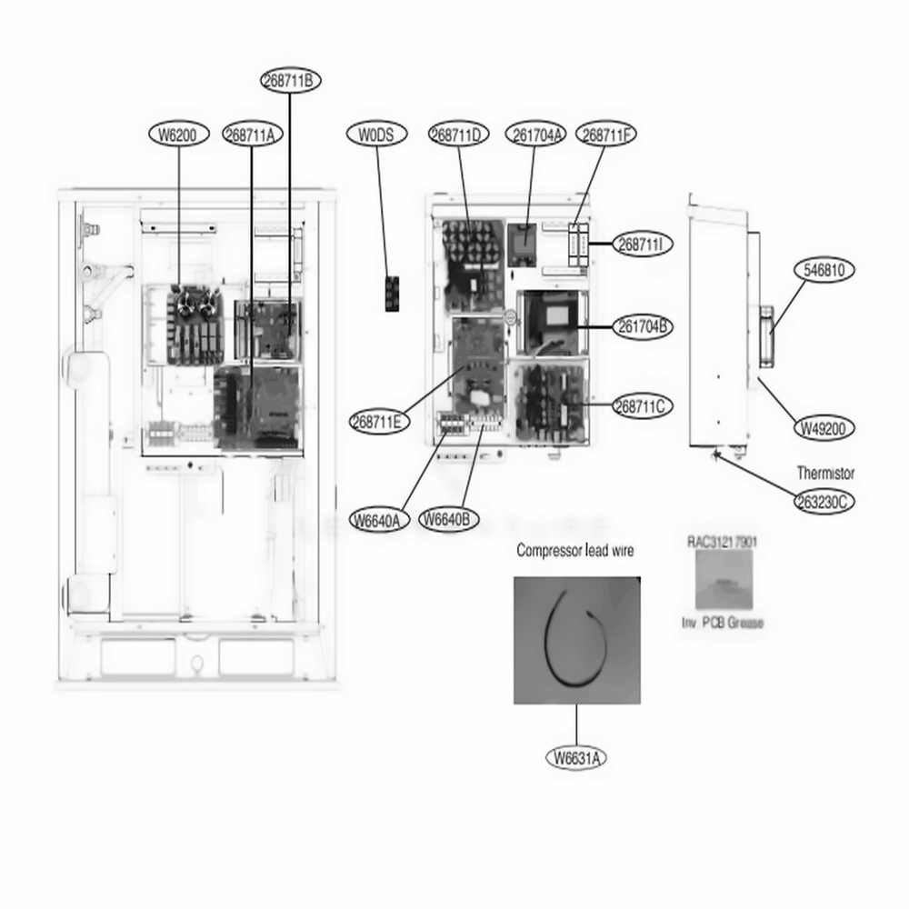 Control Part Diagram and Parts List for ARWN121DAS4 AWGBLUS LG Air Conditioner