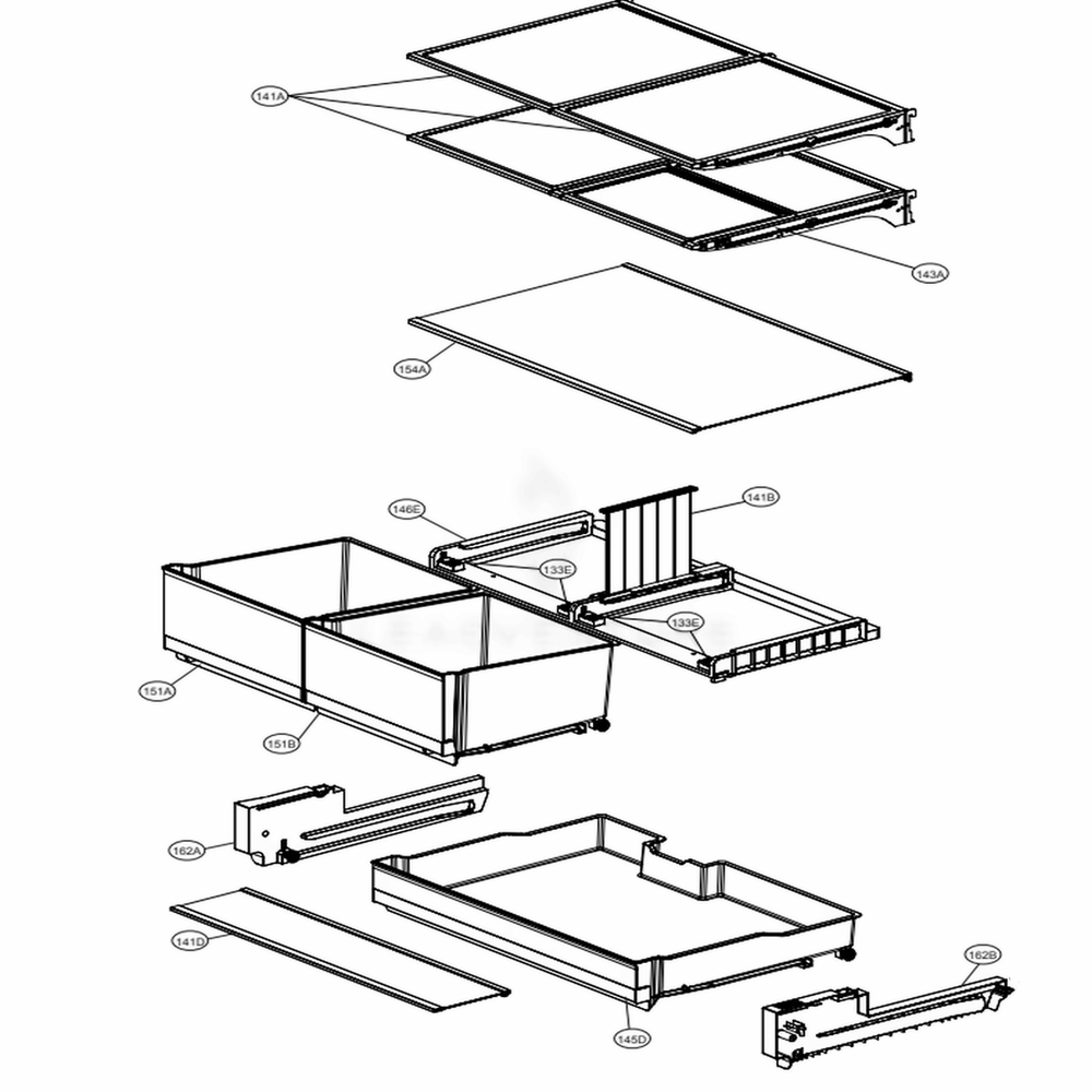 Refrigerator Parts Diagram and Parts List for LRFDC2406D ASBCNA0 LG Refrigerator