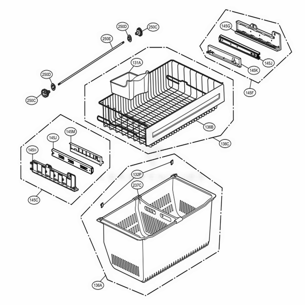 Freezer Parts Diagram and Parts List for 71062 ASWCSE0 LG Refrigerator
