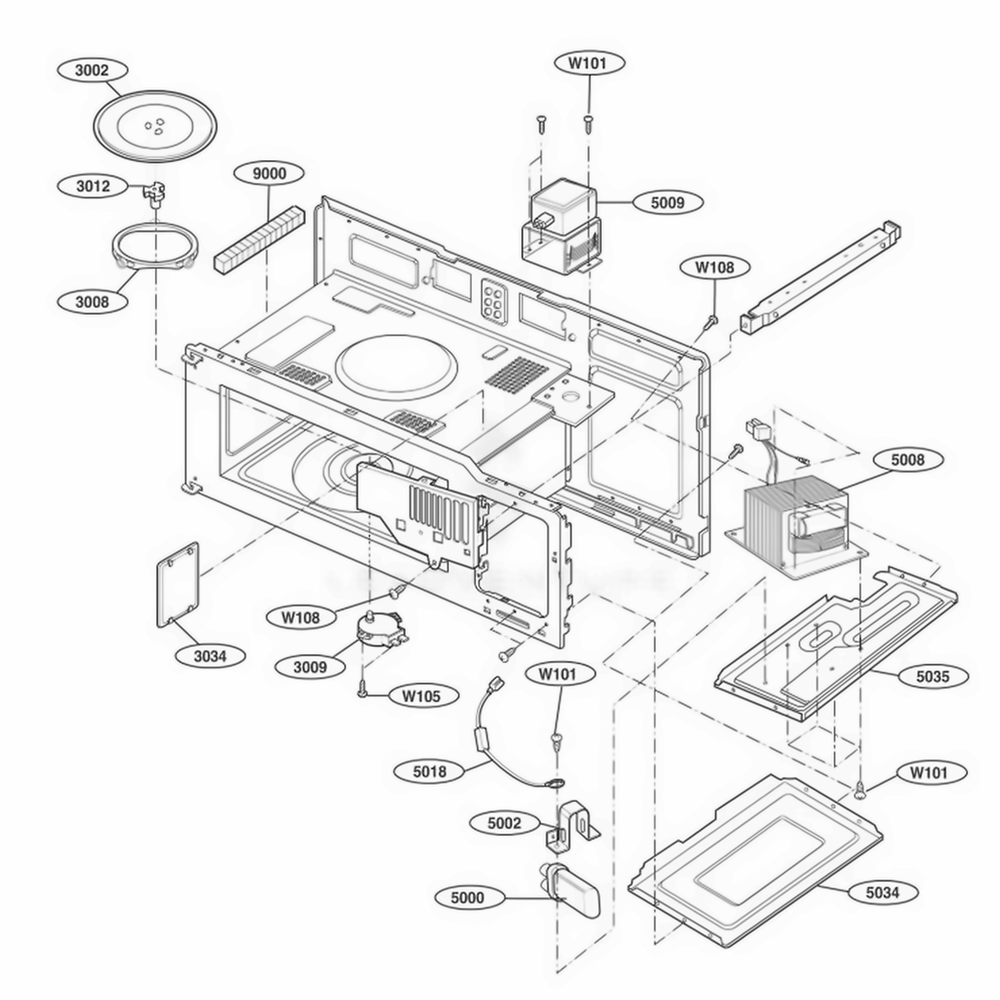 Interior Parts 1 Diagram and Parts List for MH6140XKB ABKEWRP LG Wall Oven