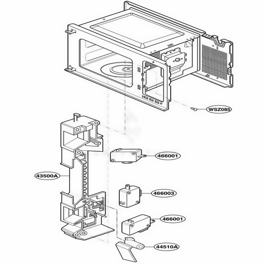 Latch Board Parts Diagram and Parts List for MA1220B CBKEGSE LG Wall Oven