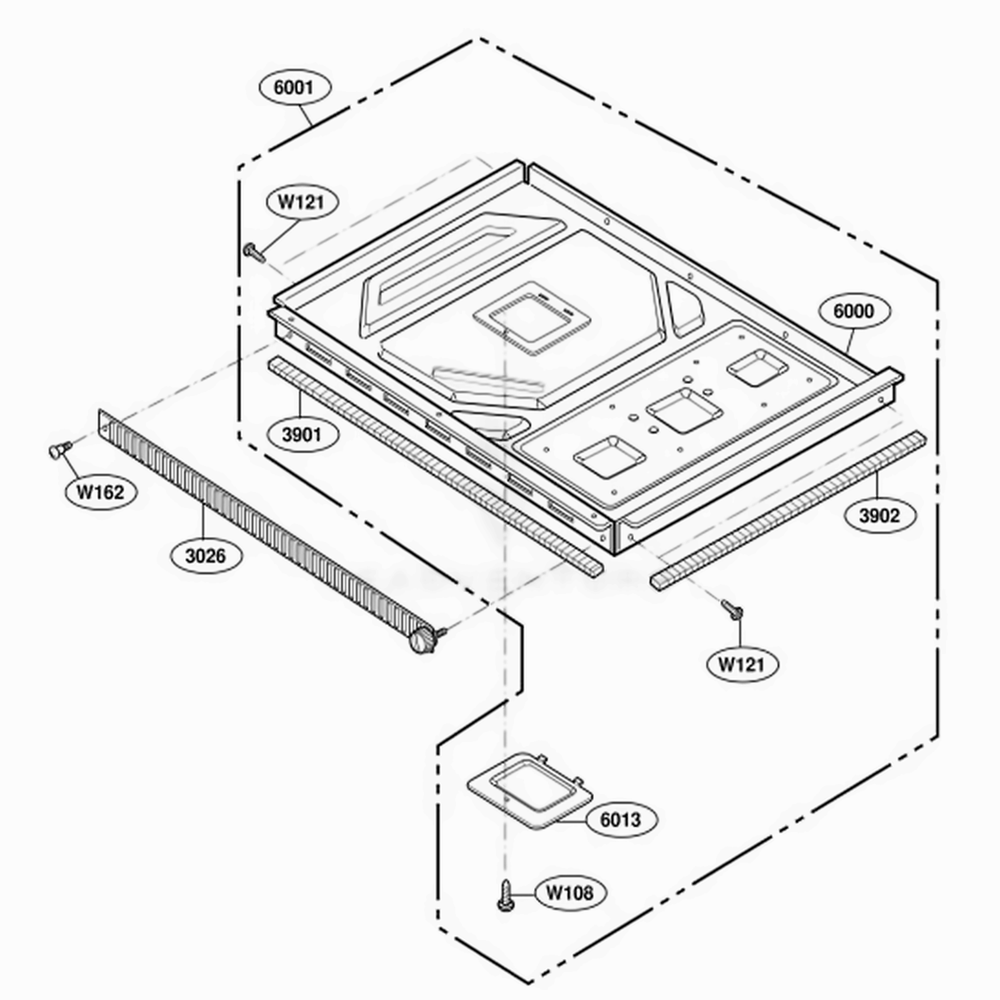 Base Plate Parts Diagram and Parts List for DES11EA AGRQMTR LG Range